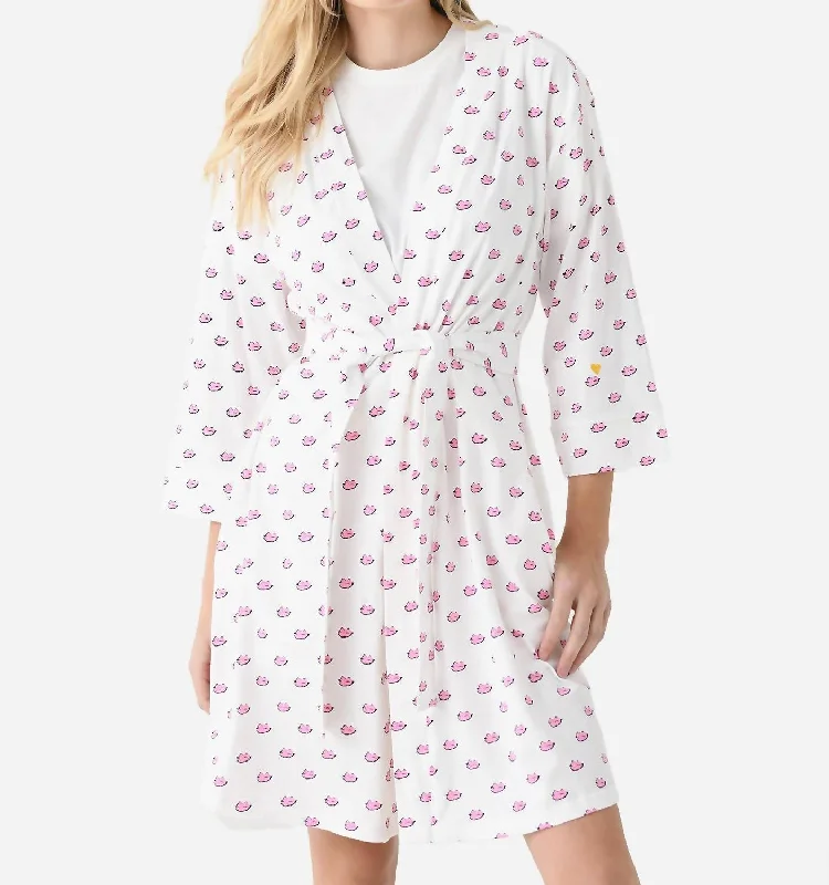 Le Kiss Jersey Robe In White