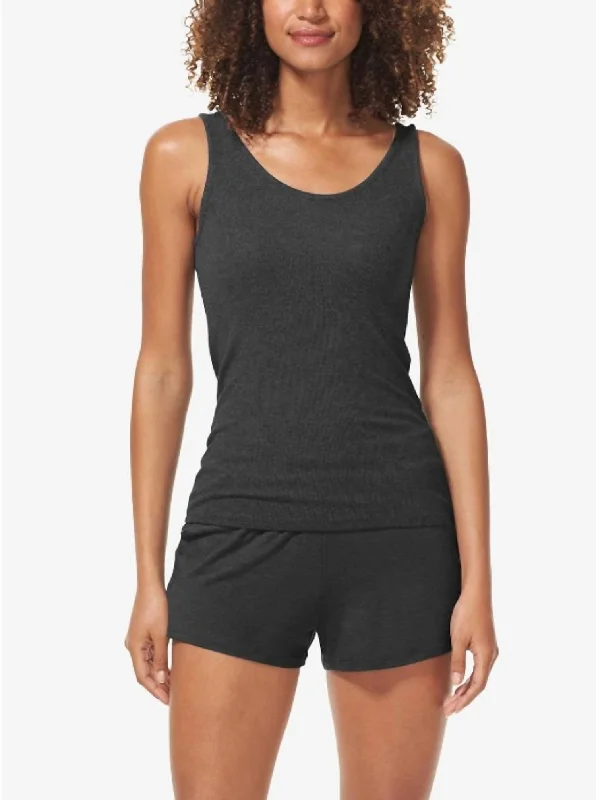 Lounge Scoop Neck Tank In Black