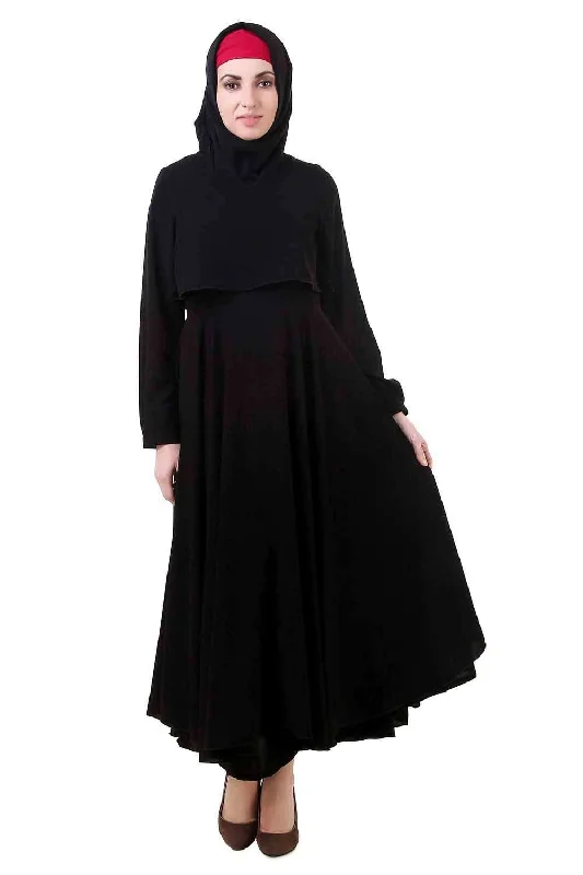 Black Crop Top Dual Layer Nida Abaya AY-705