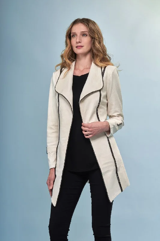 Cream Faux Leather Jacket