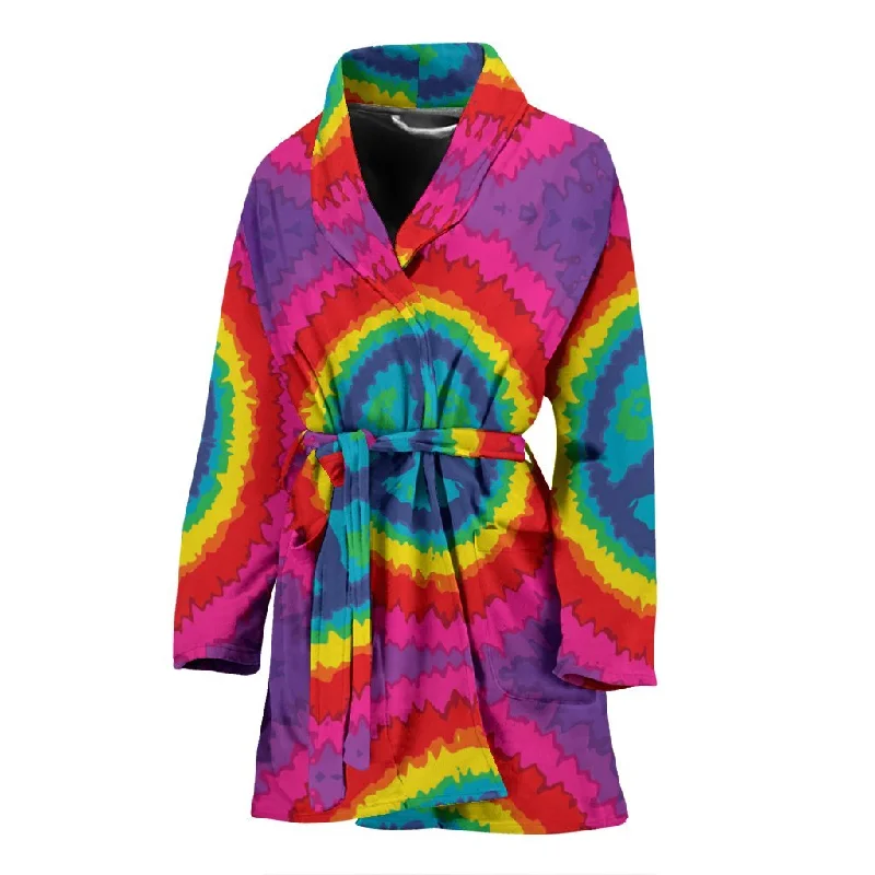 Hippie Tie dye Peace Sign Pattern Print Women Long Robe