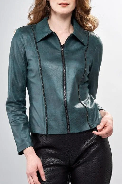 Cedar Faux Leather Zip Up Jacket