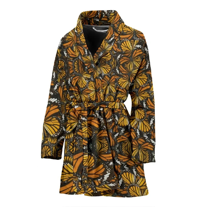 Monarch Butterfly Pattern Print Women Long Robe