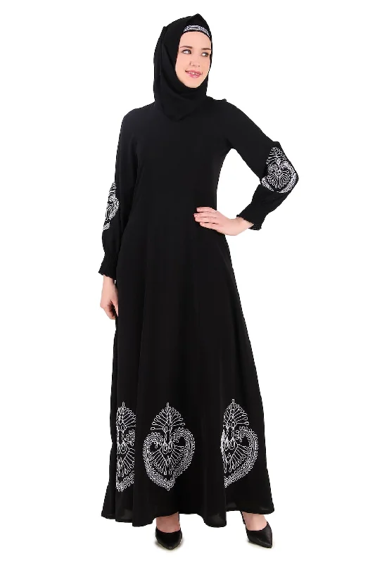 Paisley Embroidery Nida Black Abaya