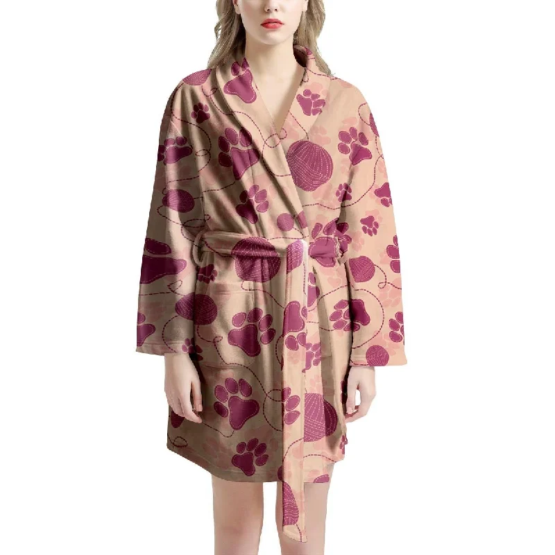 Yarn Paw Print Women's Robe