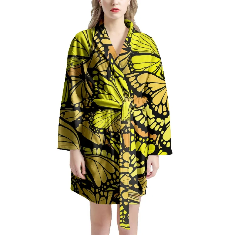 Yellow Monarch Butterfly Women's Robe