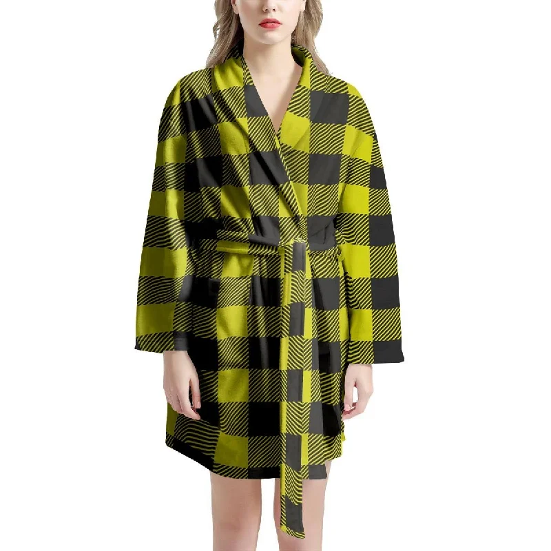 Yellow Plaid Women's Robe