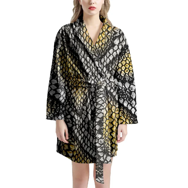 Yellow Snakeskin print Women's Robe