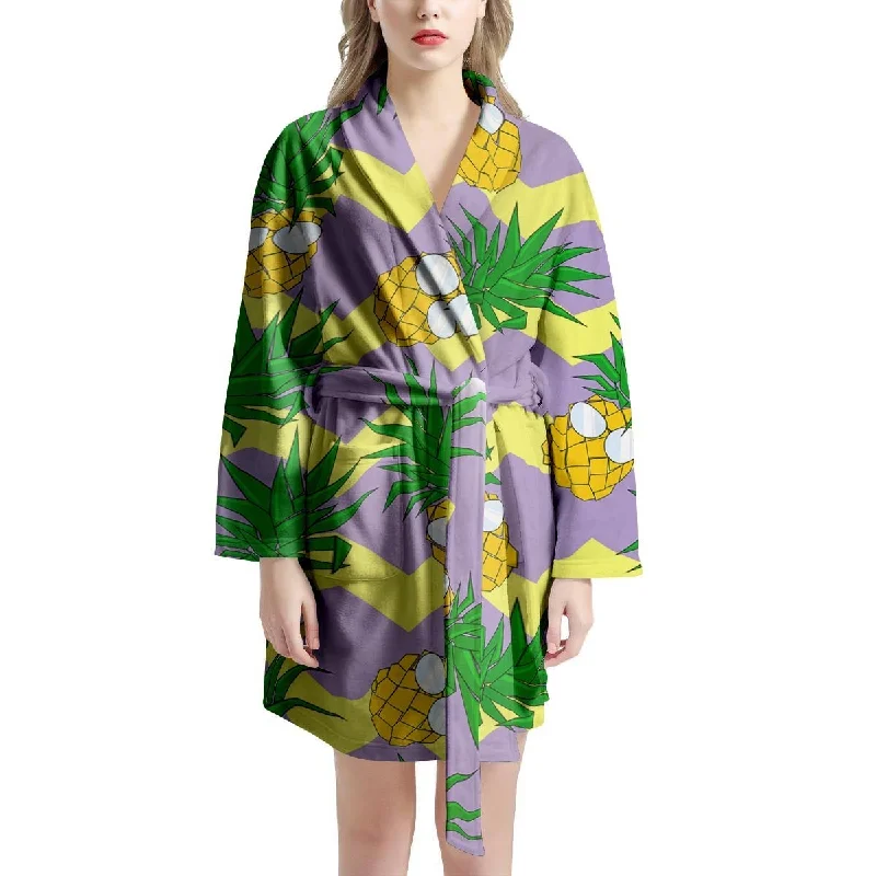 Zig Zag Pineapple Print Women's Robe