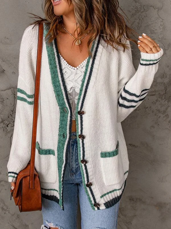 Color Block Fashion Sweater Cardigan