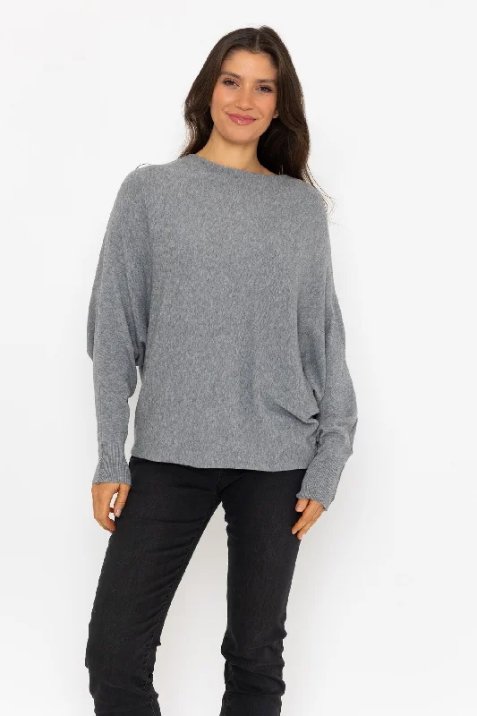 Grey Batwing Knit Jumper