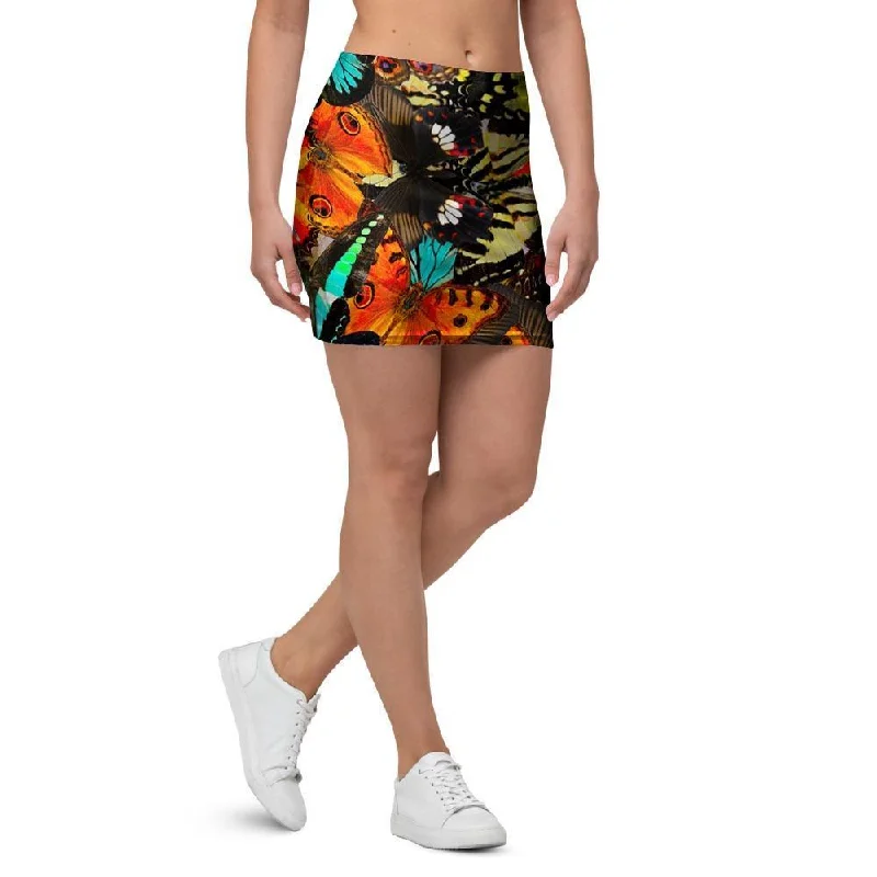 Abstract Colorful Butterfly Print Mini Skirt