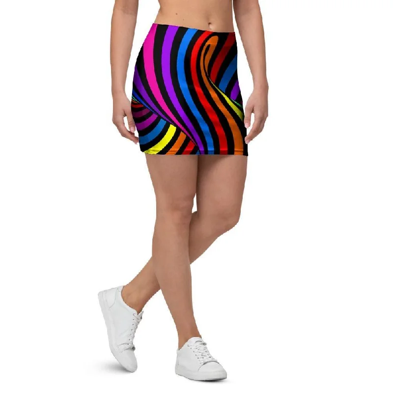 Abstract Colorful Psychedelic Mini Skirt