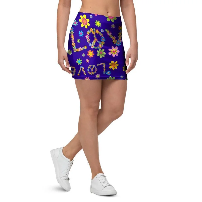 Abstract Floral Hippie Mini Skirt