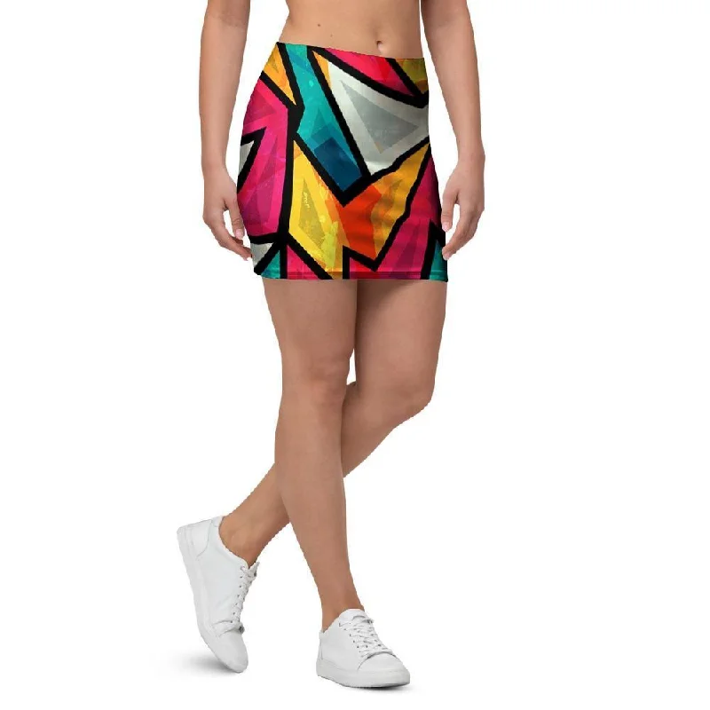 Abstract Geometric Colorful Mini Skirt