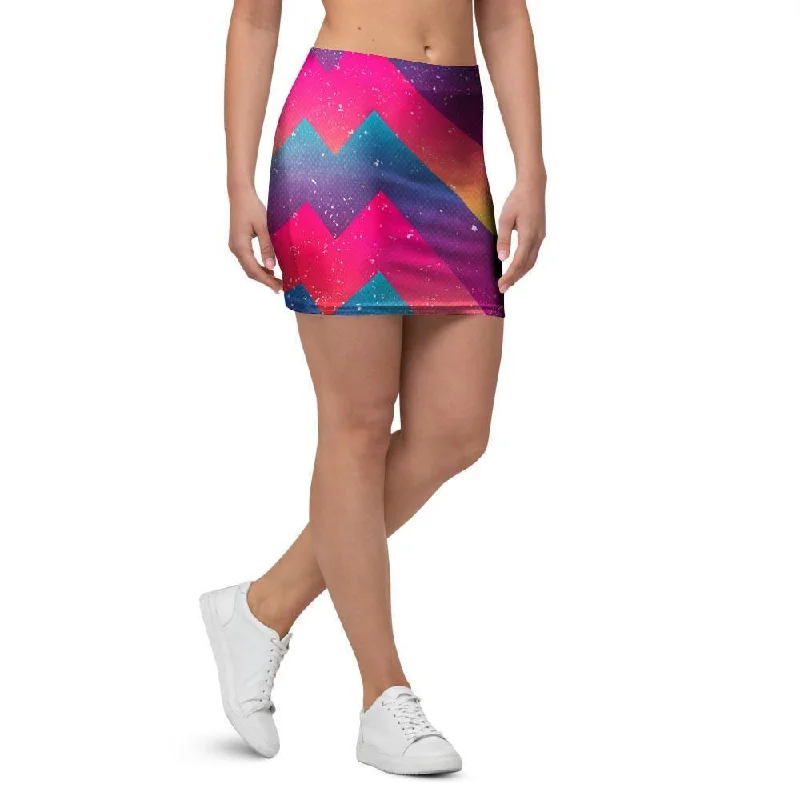 Abstract Geometric Grunge Mini Skirt