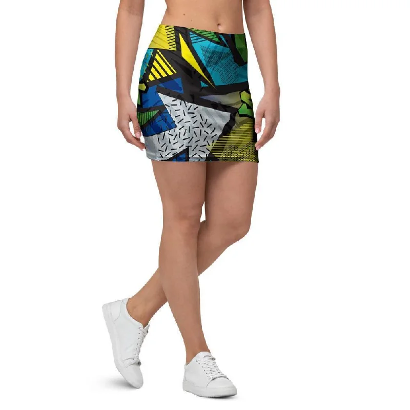 Abstract Graffiti Print Mini Skirt