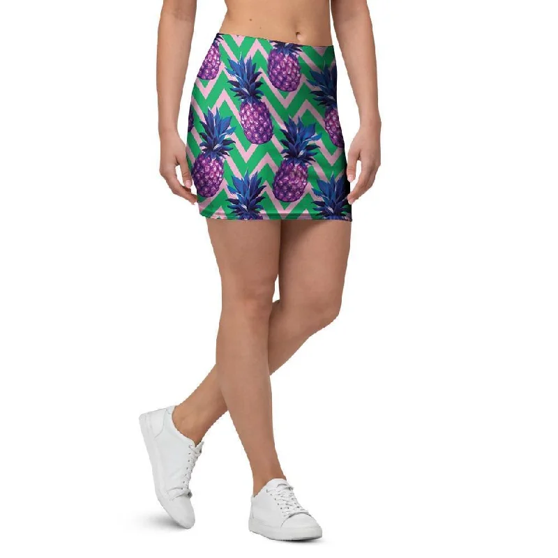 Abstract Hawaiian Pineapple Print Mini Skirt