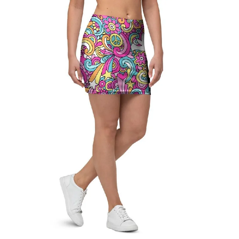 Abstract Hippie Mini Skirt