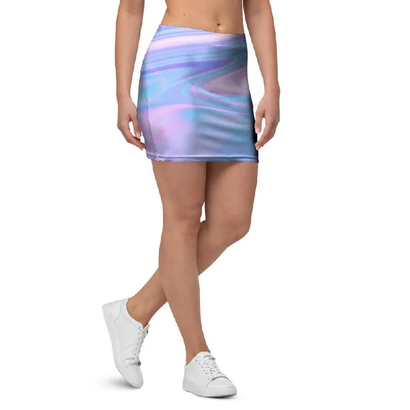 Abstract Holographic Mini Skirt