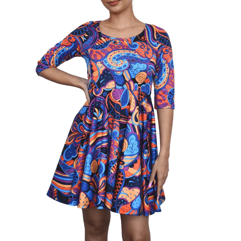 Jina Half-Sleeve Skater Dress