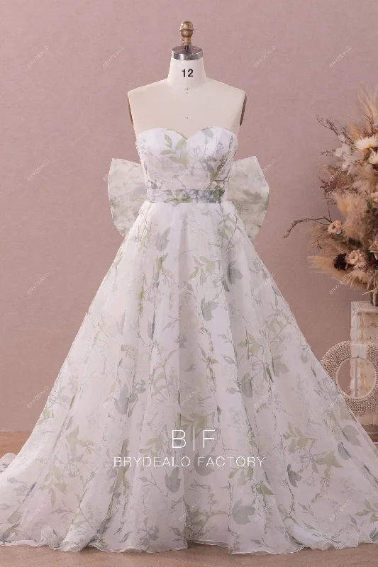 Floral Organza Large Bowknot Garden Wedding Dress