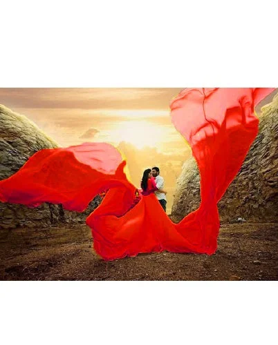 G503 (3), Red Twin Trail prewedding Shoot Long Trail Gown, (All)