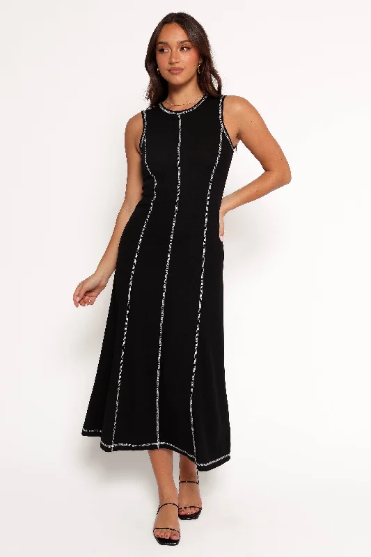 Kyrie Midi Dress - Black White