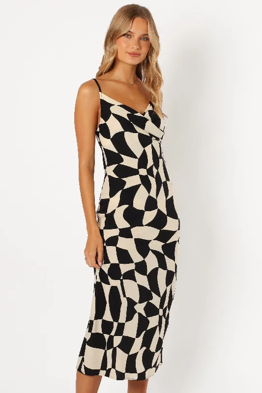 Winnie Wrap Maxi Dress - Black Print