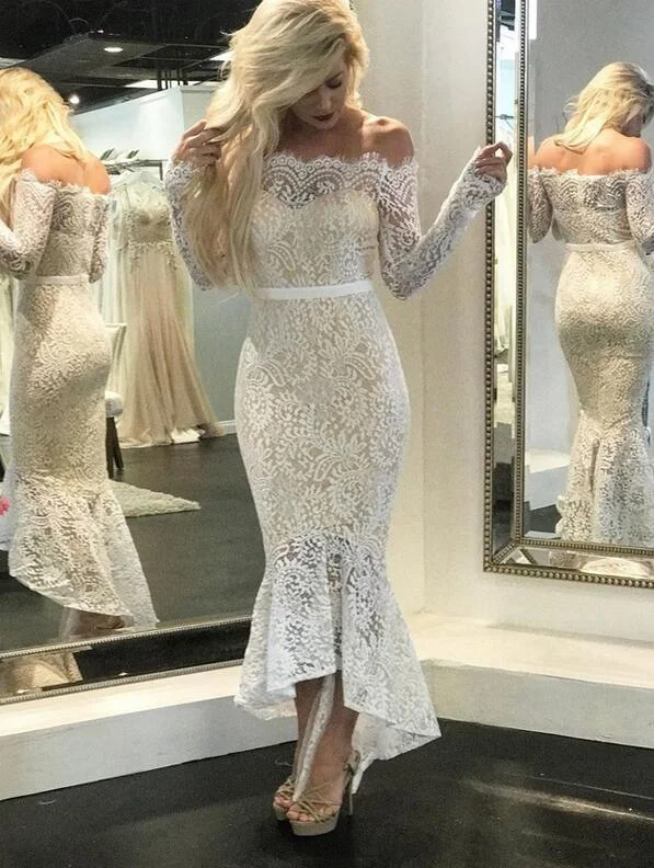 Women Lace Sexy Off-Shoulder Elegant  Wedding Dresses