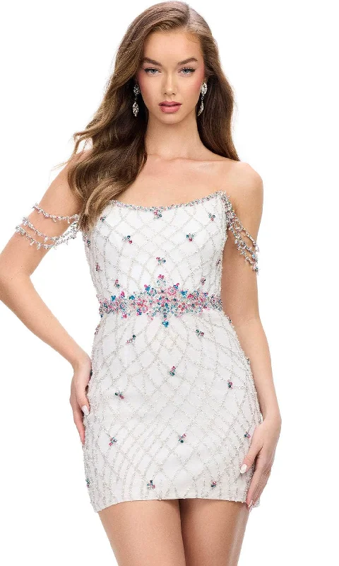 Ashley Lauren 4702 - Scoop Neck Rhinestone Embellished Cocktail Dress