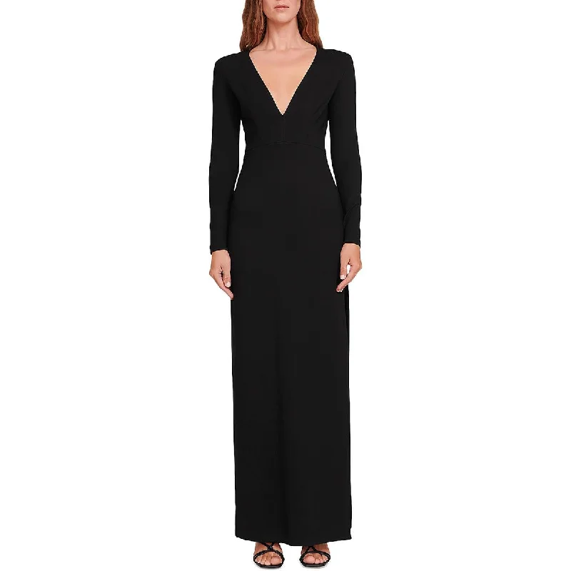 Ink Womens Plunging Maxi Evening Dress