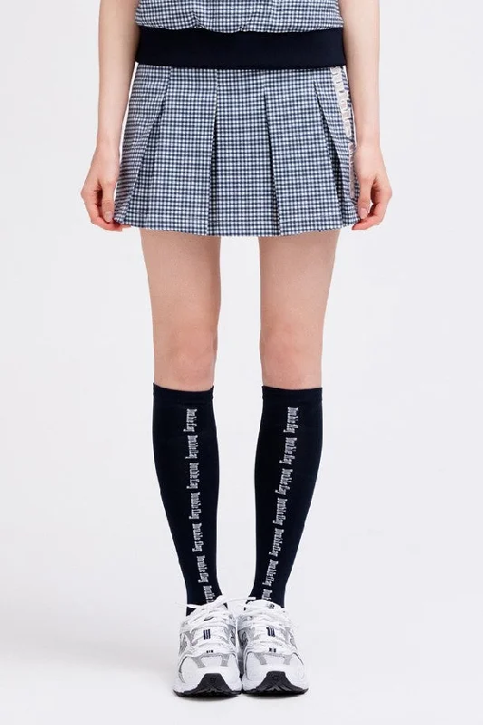 DF Navy Check-Patterned Skirt (DWSK2B421N3) Polka dot unclassified skirts