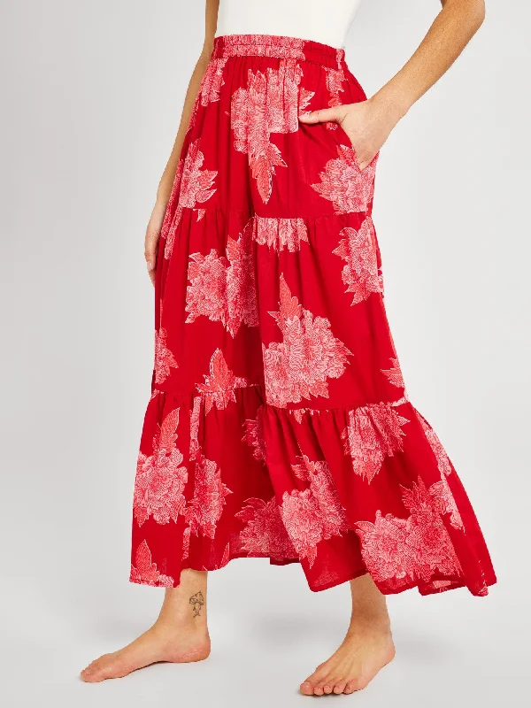 Paola Skirt in Crimson Floral Street style unclassified skirts