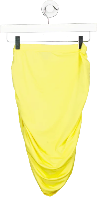 PrettyLittleThing Yellow Shape Slinky Ruched Side Skirt UK 10 Preppy unclassified skirts