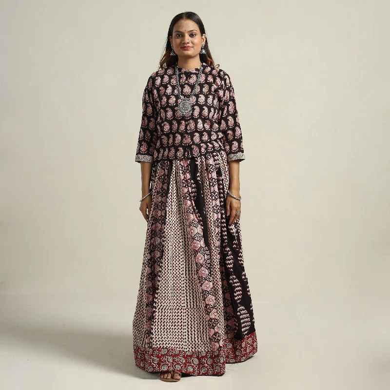 Multicolor - Bagh Block Printed Patchwork Cotton Long Skirt