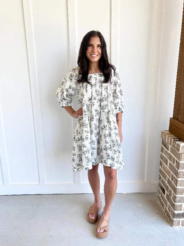 Ivory & Black Floral Dress