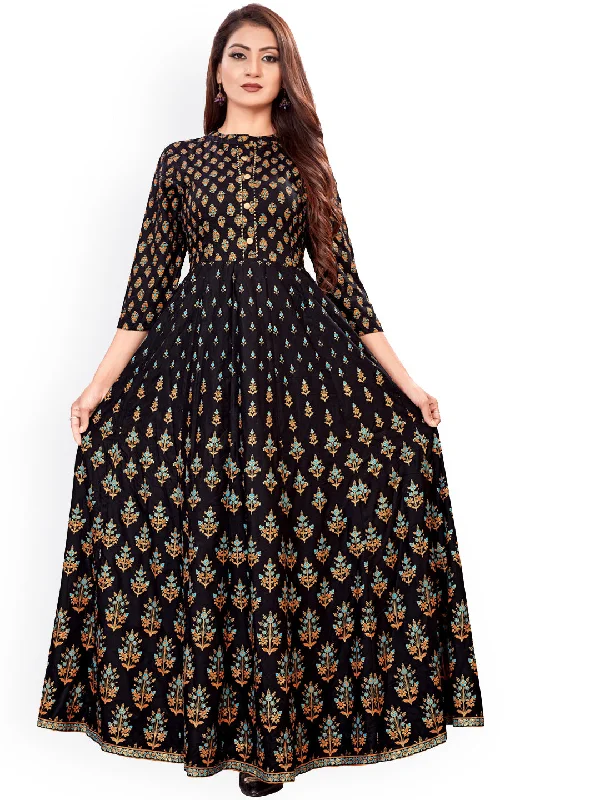 Kalini Women Black & Red Ethnic Motifs Anarkali Kurta