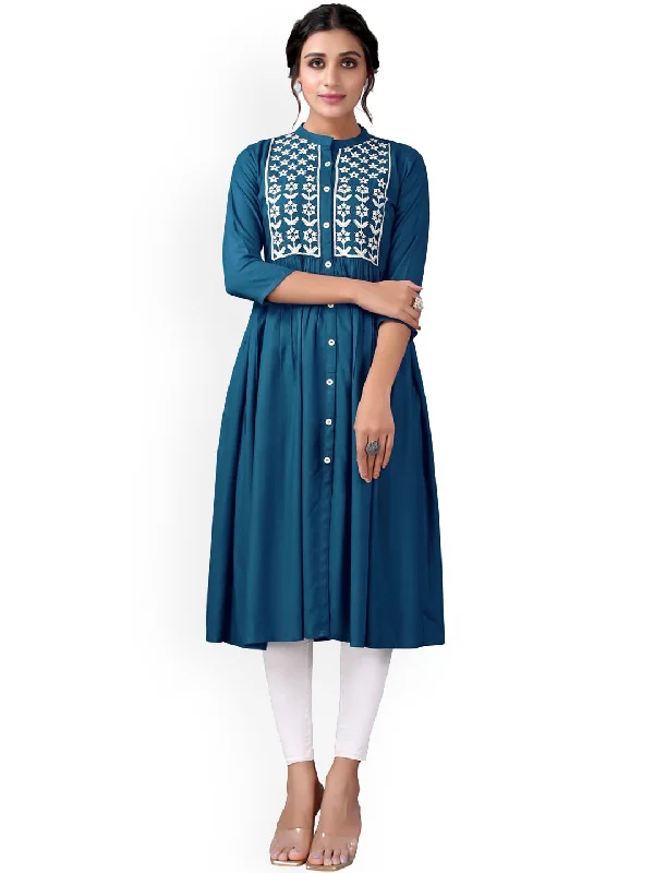 Kalini Women Blue Embroidered Anarkali Kurta