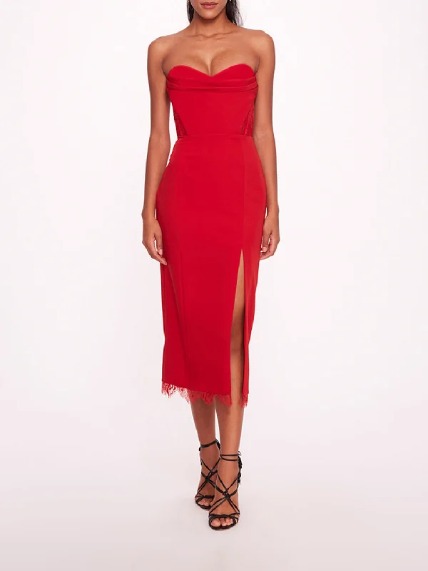 Draped Bodice Crepe Dress