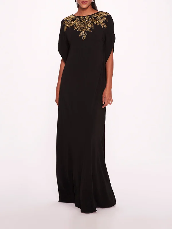 Embroidered Crepe Kaftan