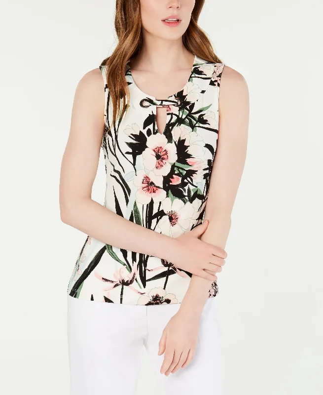 Tommy Hilfiger Sleeveless Printed Grommet Top