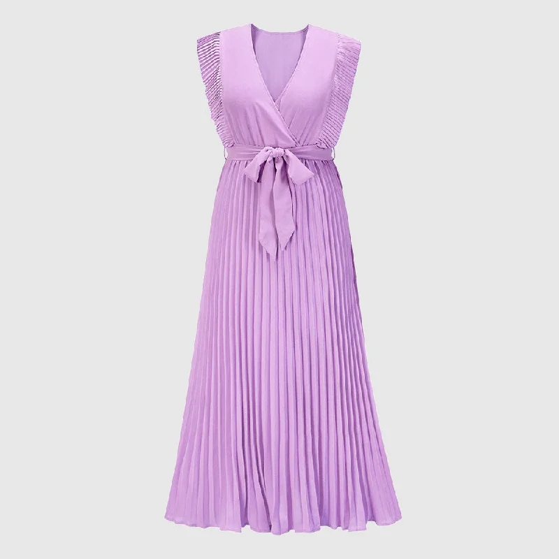 Women's Elegant Ruffle Sleeve Slim Fit Chiffon Dress