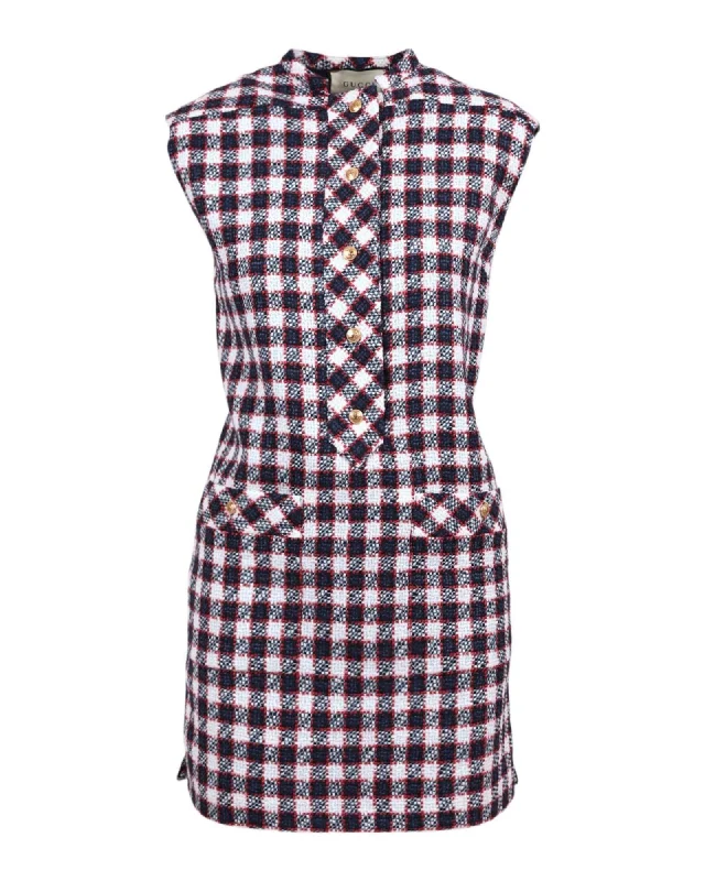 Tweed Check Tunic Dress