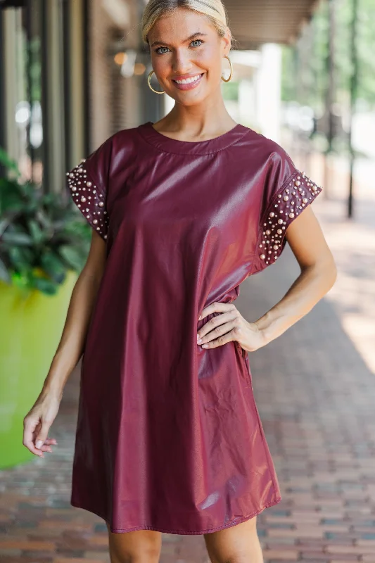 Bold Self Merlot Red Faux Leather Dress