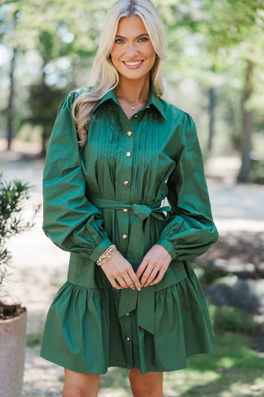 Know The Answers Green Pleated Dress