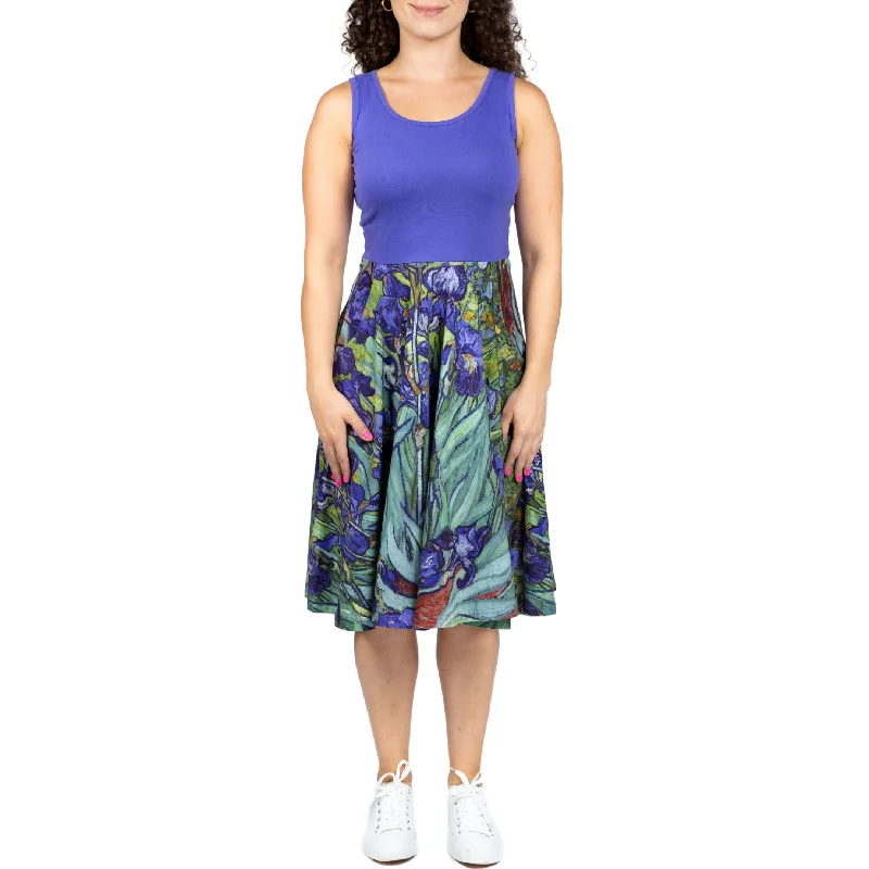 Van Gogh Irises Sleeveless Twirl Dress