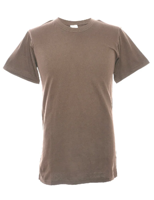 Brown Plain T-shirt - S