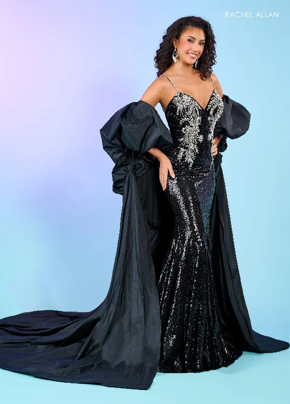 Rachel Allan 70482 Detachable Sleeves Long Sequins Prom Dress