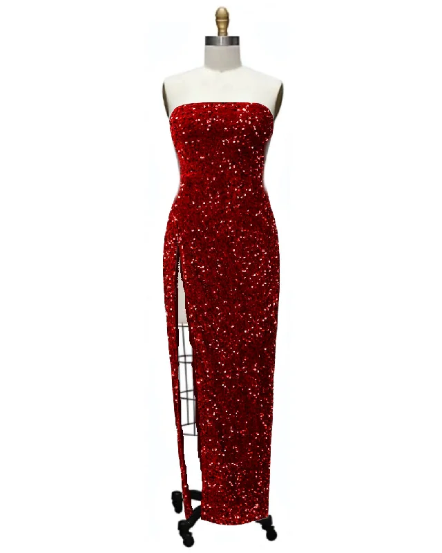 Bombshell- the Sequined Strapless Column Dress 2 Colors